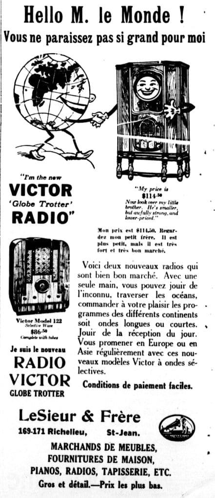 Publicité montréalaise, Radio Victor, 1934 Publicité montréalaise, Radio Victor, 1934